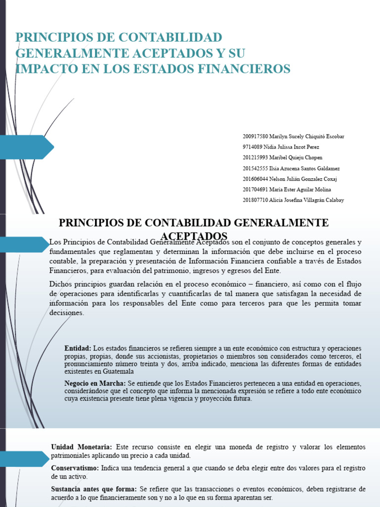 Principios de Contabilidad y su Impacto | PDF | Contabilidad | Estado ...