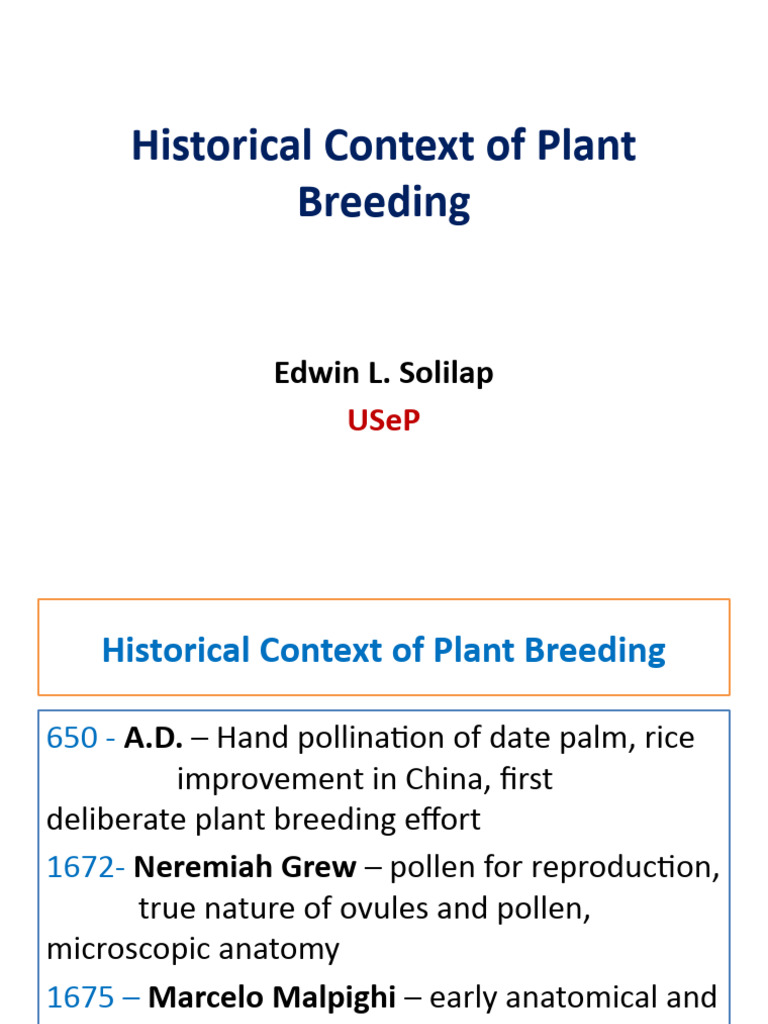 1.historical Context of Plant Breeding PDF Plant Breeding Hybrid