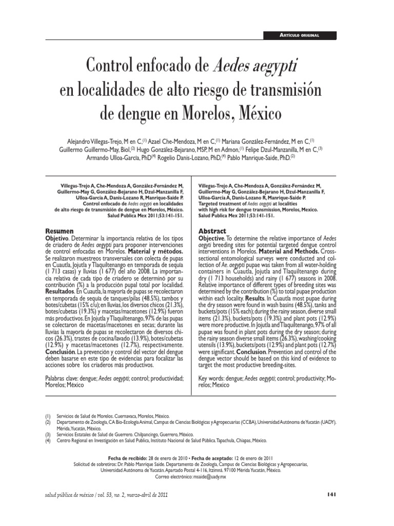 Control Enfocado de AE Aegypti en Loc de Alt Riesgo - 2011 | PDF ...