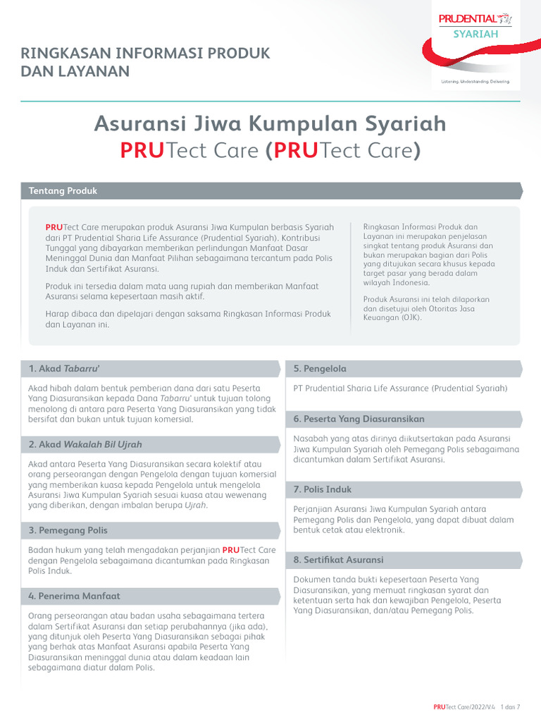 Asuransi Jiwa Syariah PRUTect Care | PDF