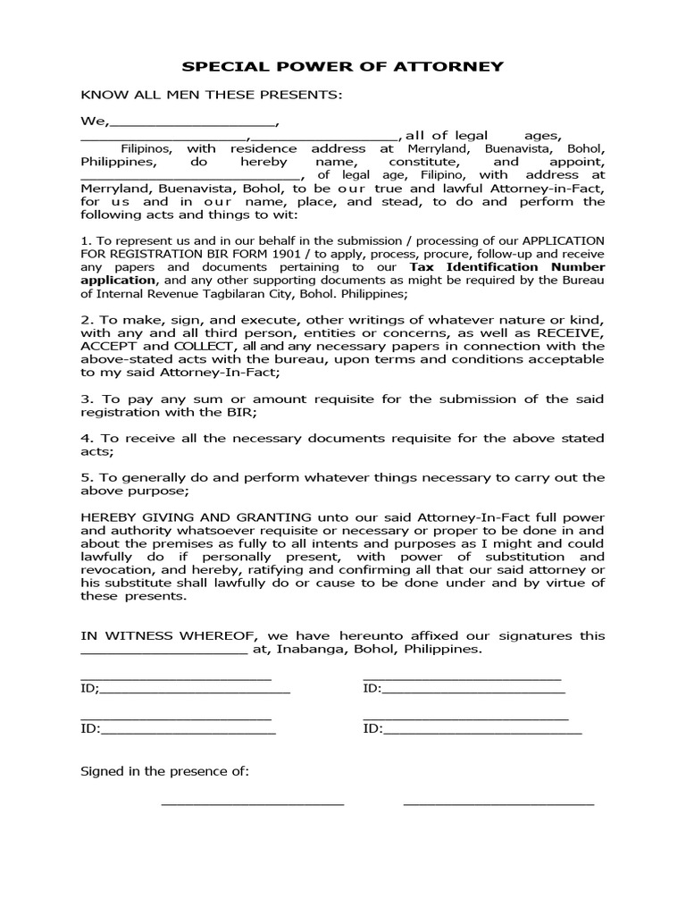 Spa Bir Tin Application S1 PDF Power Of Attorney Civil Law