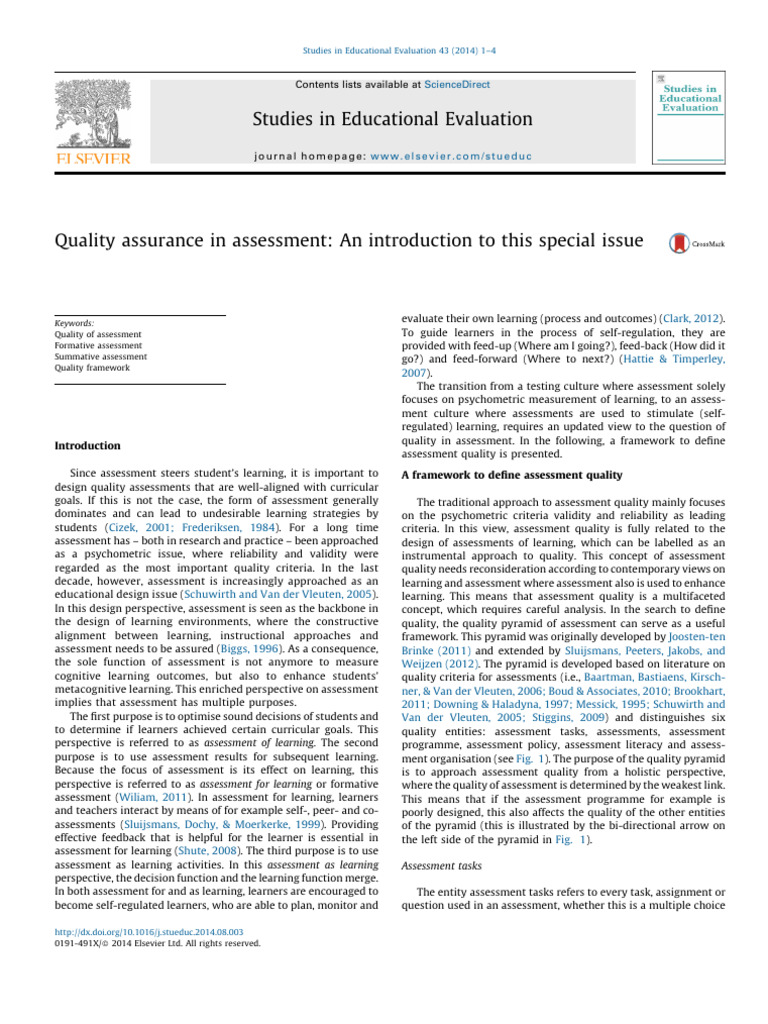 Quality Assurance in Educational Assessment | PDF | Educational ...