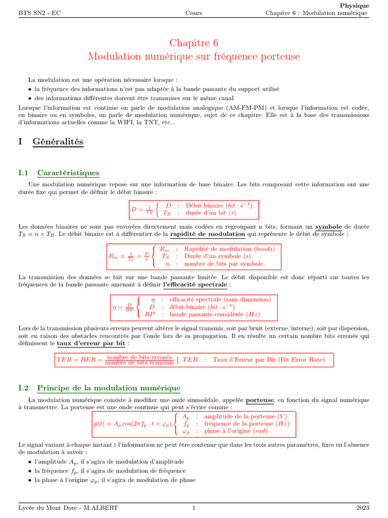 Modulation Numérique et Efficacité Spectrale | PDF | Orthogonal ...