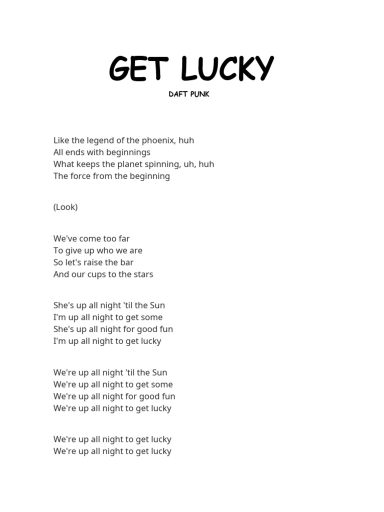 Daft Punk - Get Lucky Lyrics | PDF