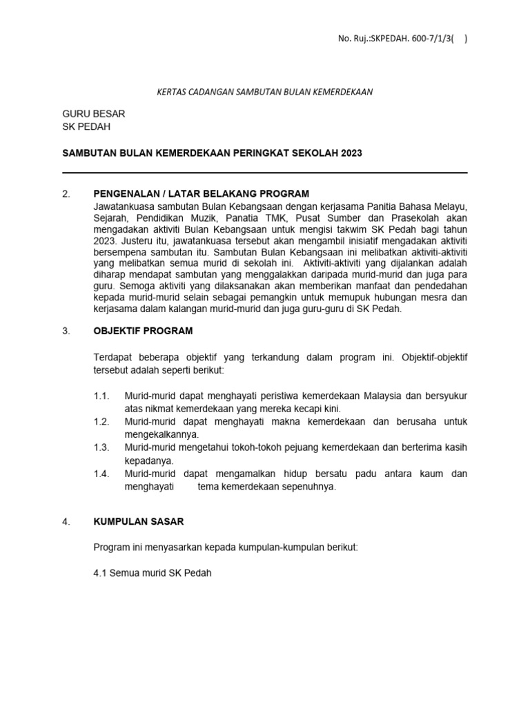 Kertas Kerja Merdeka 2023 | PDF