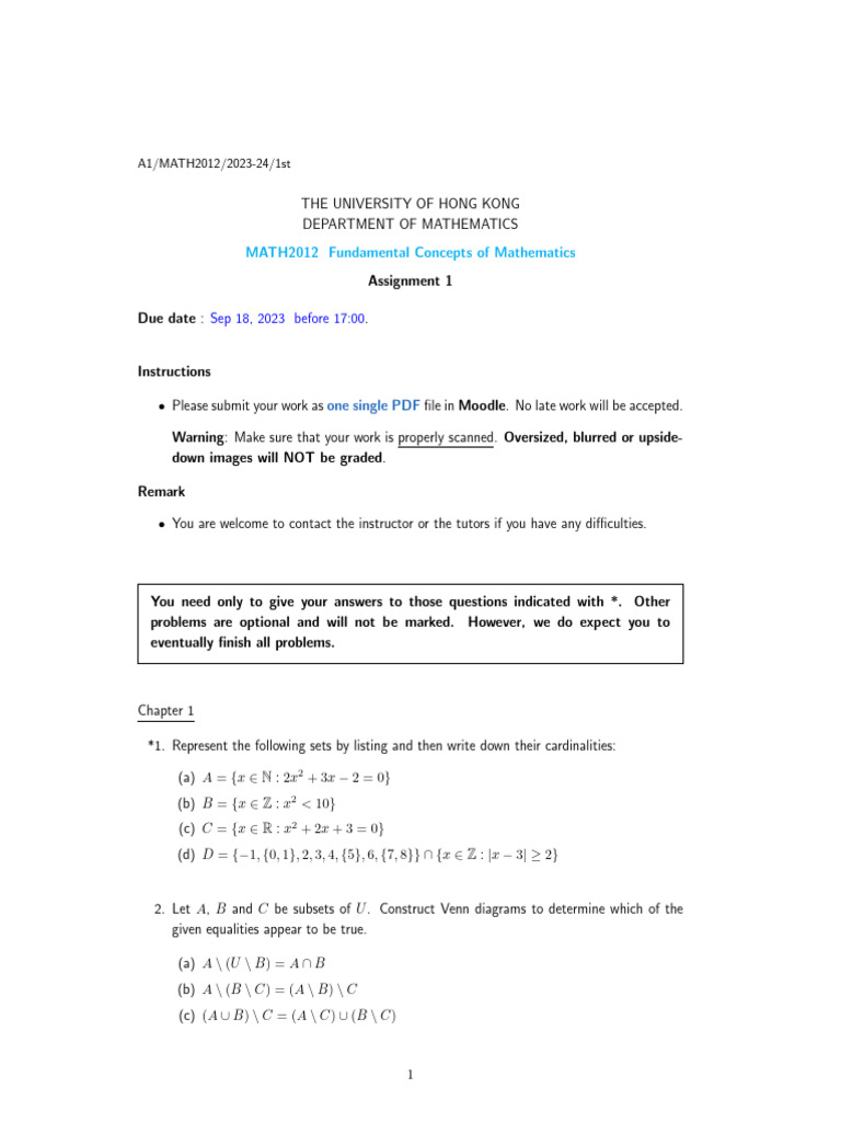 MATH2012 Assignment 1 Overview | PDF | Mathematical Logic | Abstract ...
