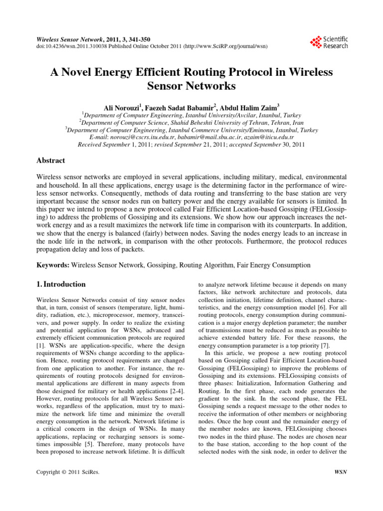 A Novel Energy Efficient Routing Protoco | PDF | Routing | Wireless ...