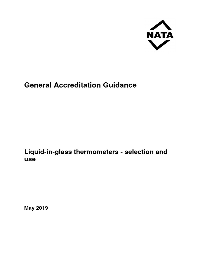 Liquid in Glass Thermometers Selection and Use PDF Thermometer