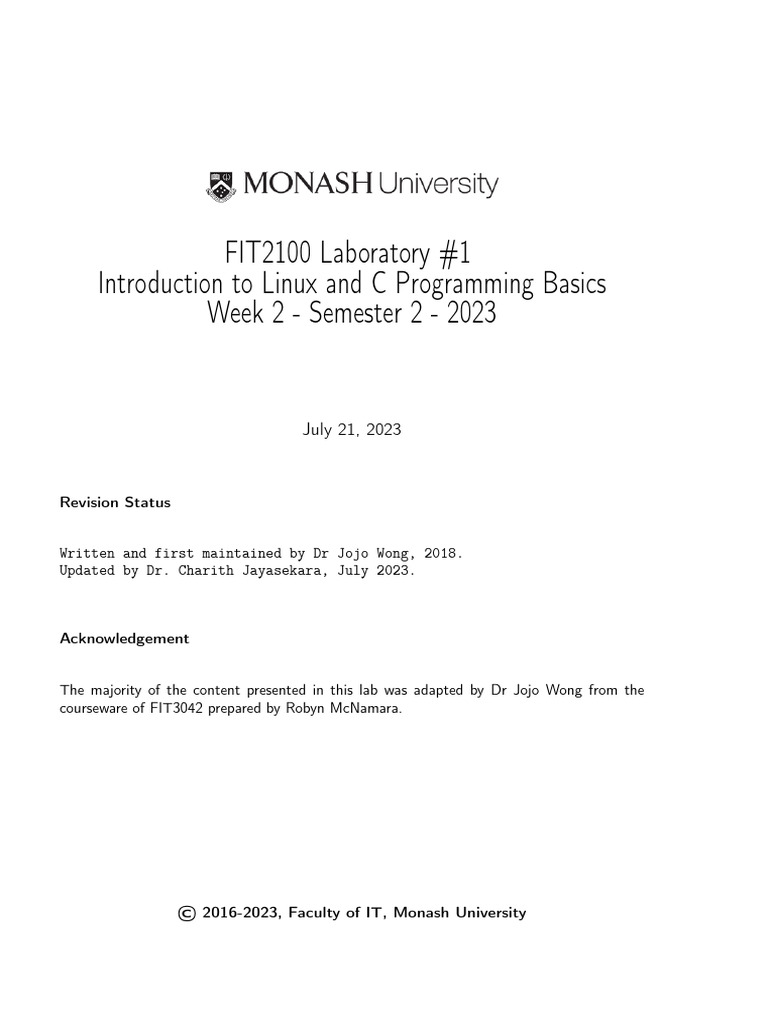 C Programming Basics in Linux Lab | PDF | Scope (Computer Science) | C ...