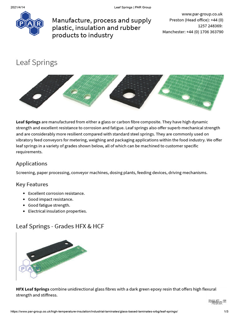 Leaf Springs PAR Group PDF Fiberglass Glasses