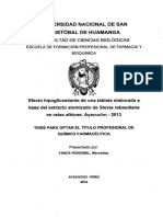 Efecto Hipoglicemiante de Una Tableta Elaborada A Base Del Extracto Atomizado de Stevia Rebaudiana en Ratas Albinas