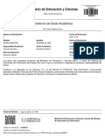 Ministerio de Educación y Ciencias: Constancia de Grado Académico