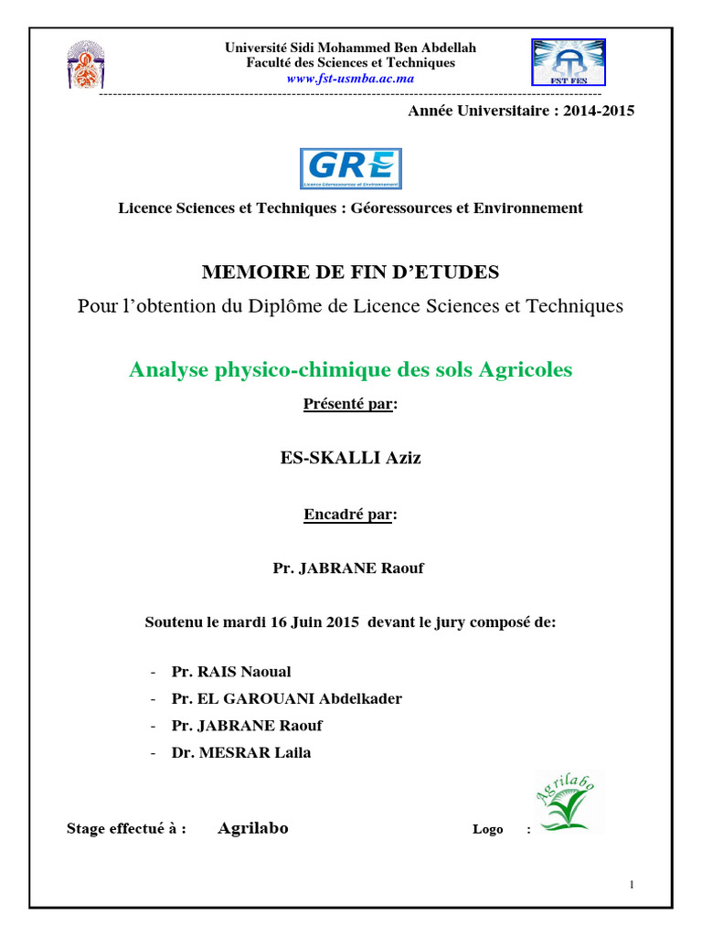 Analyse physico-chimique des sols agricoles | PDF | Sol (pédologie ...