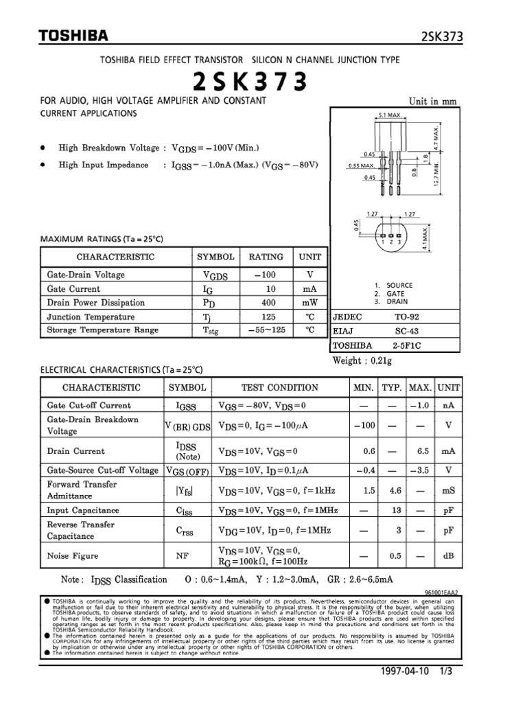 2SK373 Toshiba | PDF