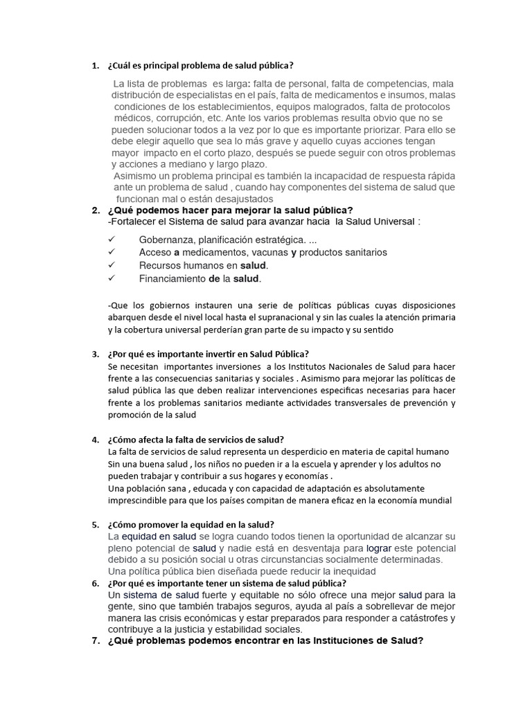 Retos y soluciones en salud pública | PDF | Salud pública | Sistema de ...