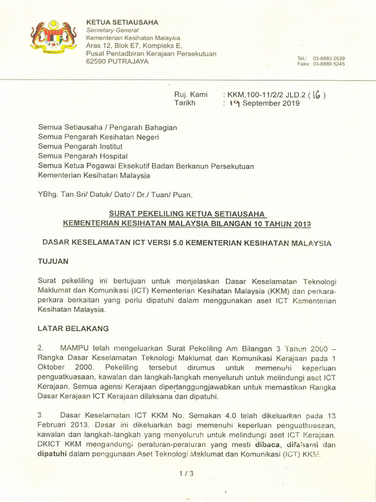 26-04-2022 - Surat Pekeliling KSU KKM - Dasar Keselamatan ICT KKM ...