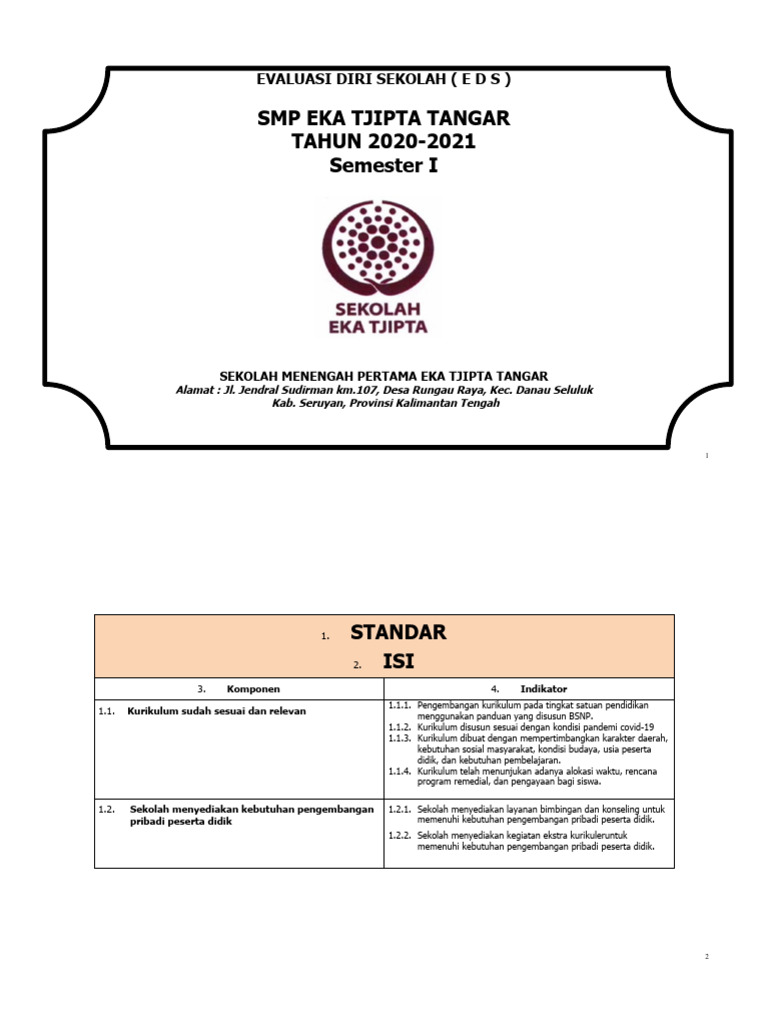 EDS SMP Eka Tjipta Tangar 2020-2021 | PDF