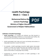 Health Psychology - Week 1 - Class 1