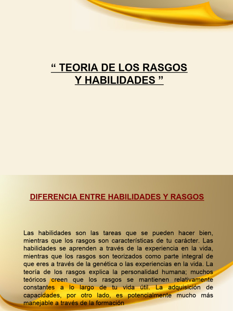 Diferencias entre Rasgos y Habilidades | PDF | Aprendizaje | Psicología ...
