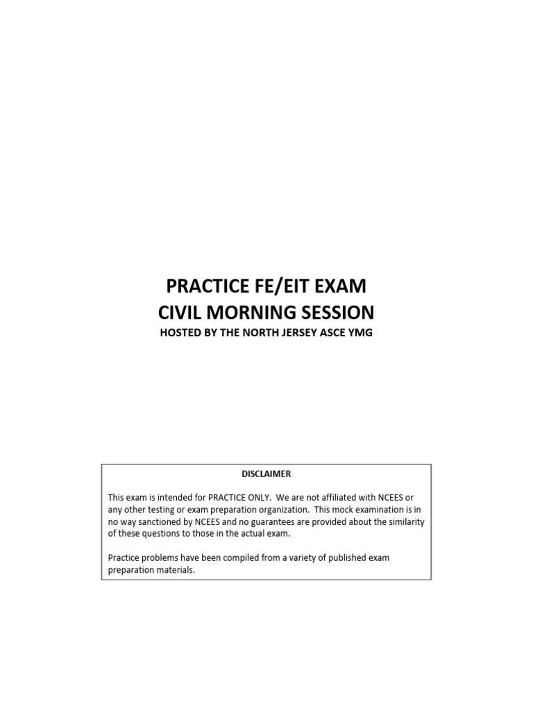 Civil FE/EIT Practice Exam Questions | PDF | Applied Mathematics ...