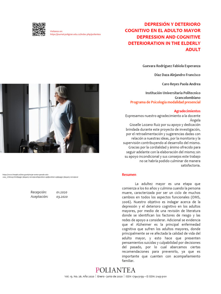 Depresión y Deterioro Cognitivo en Mayores | PDF | Adultos | Trastorno ...