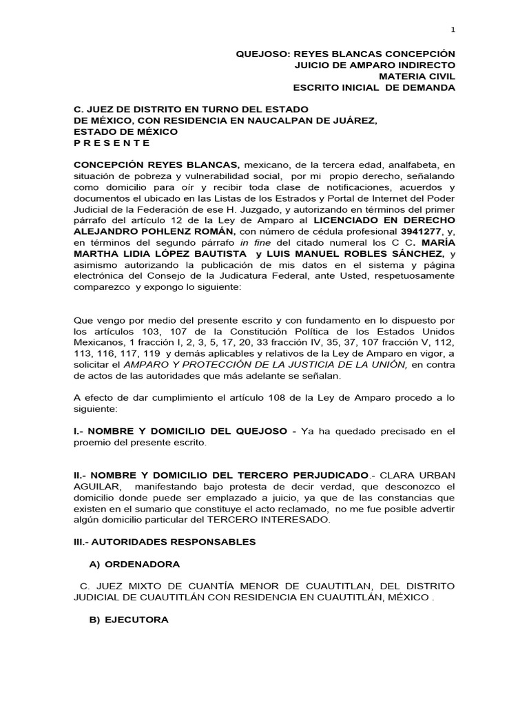 Requisitos para Amparo Indirecto Civil | PDF | Caso de ley | Derechos ...