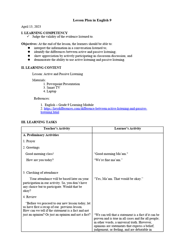 Active And Passive Listening Difference