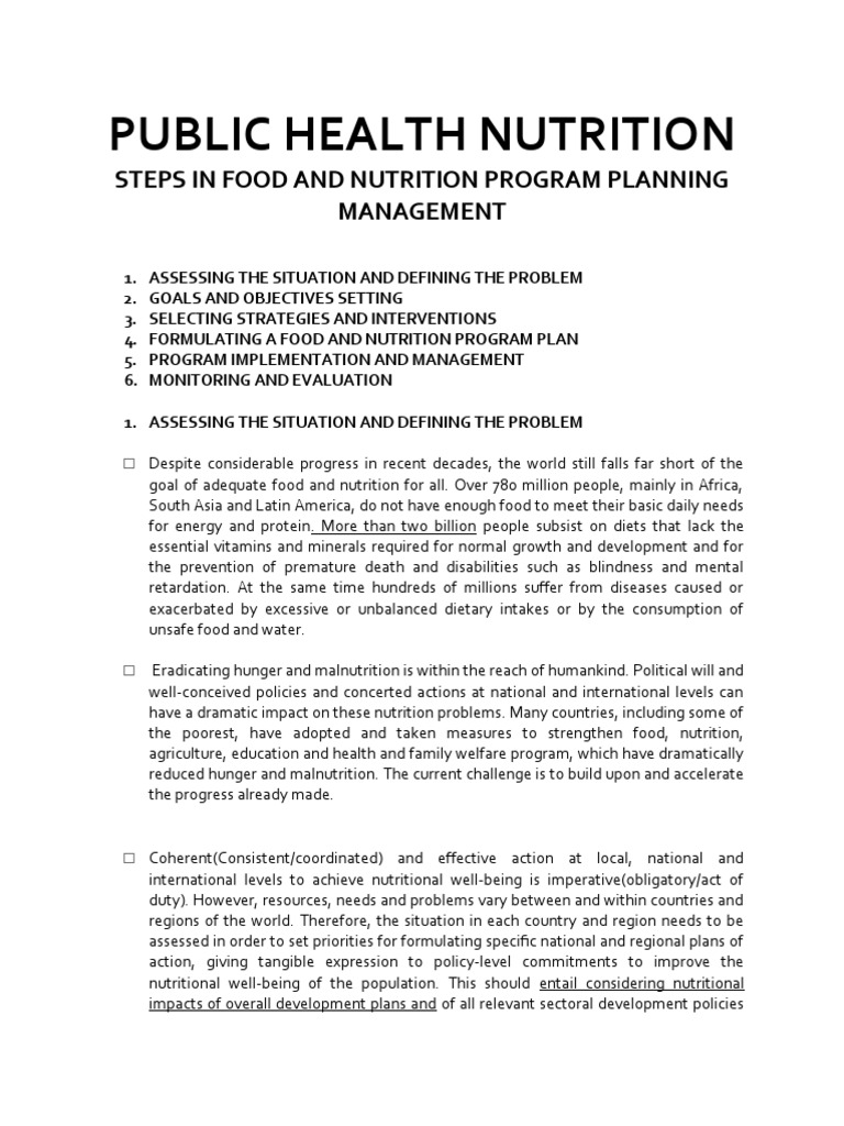 Nutrition Program Planning Steps | PDF | Food Security | Malnutrition