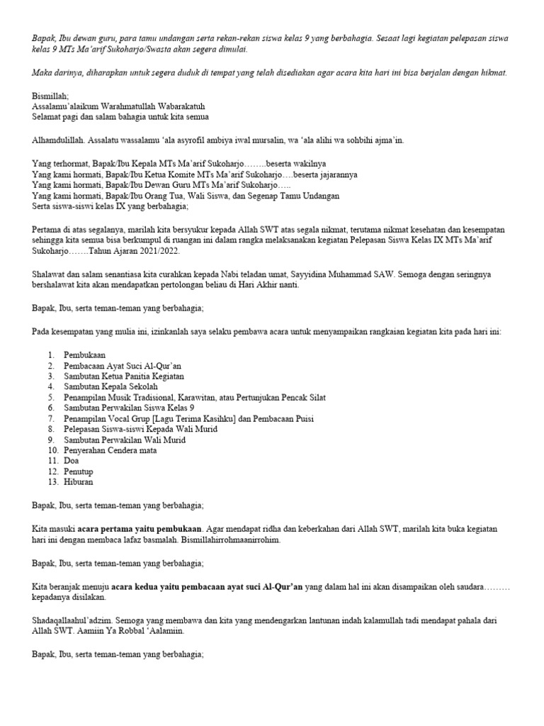 Teks Mc Perpisahan Pdf