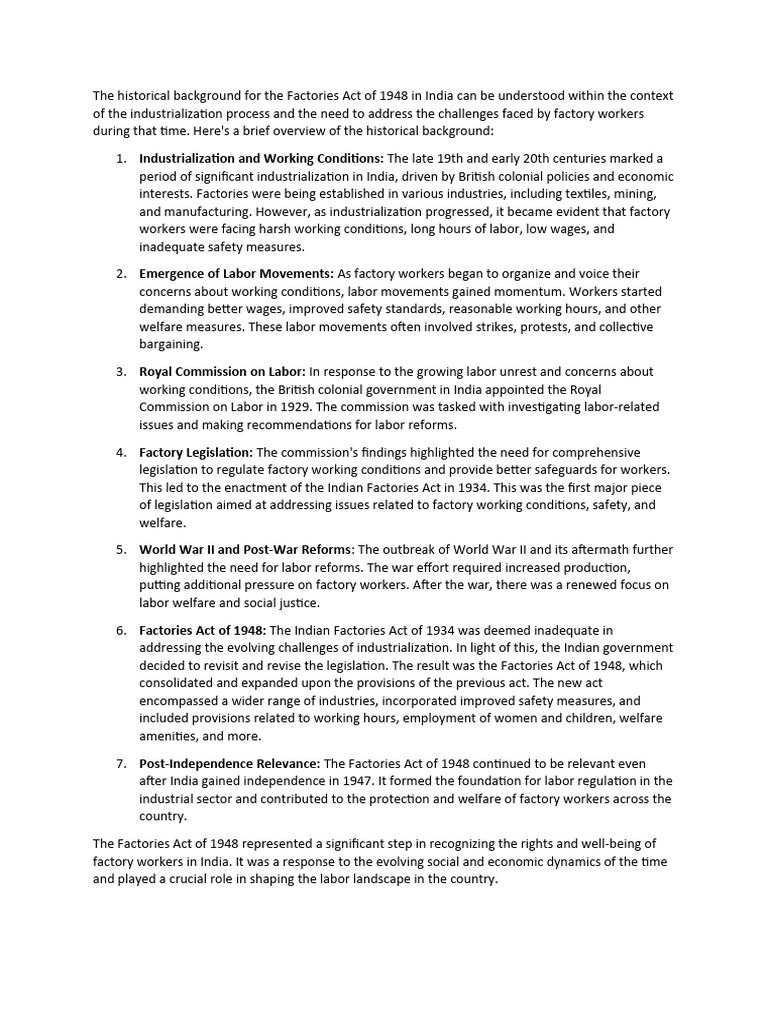 Factories Act PDF Occupational Safety And Health Employment