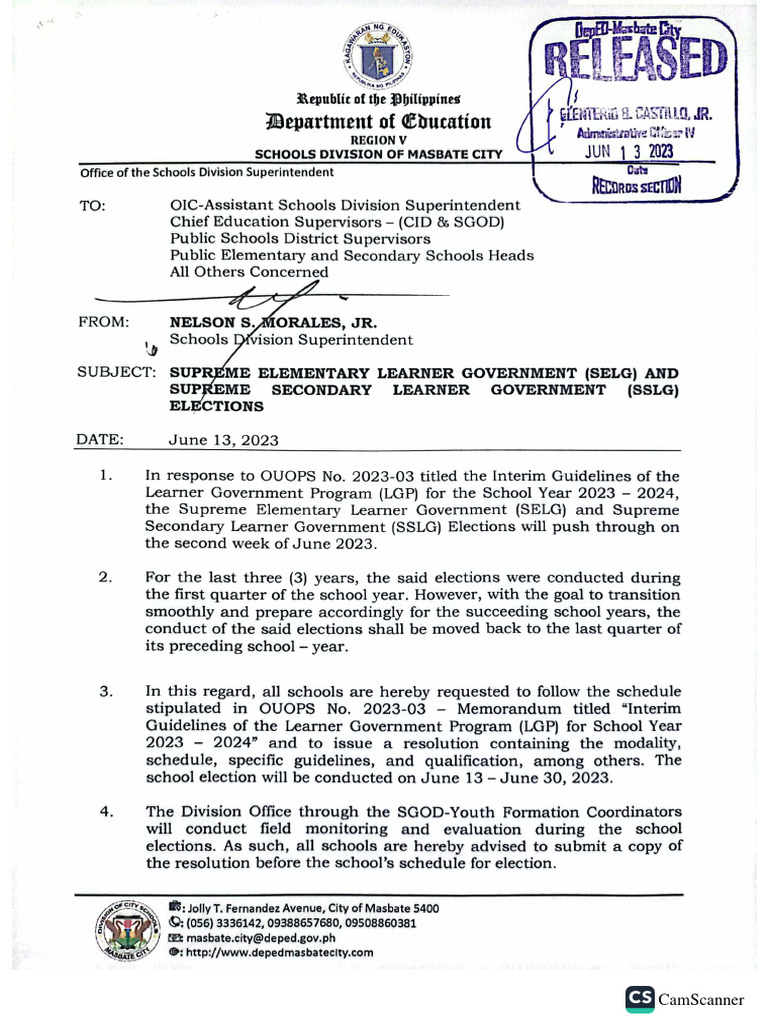 Supreme elementary learner government selg and supreme secondary
