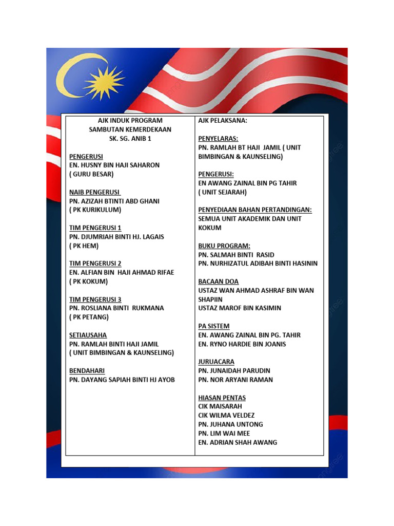 Kertas Kerja Merdeka 2023 | PDF