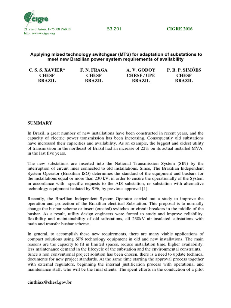 MTS for Upgrading Brazilian Substations | PDF | Electrical Substation ...