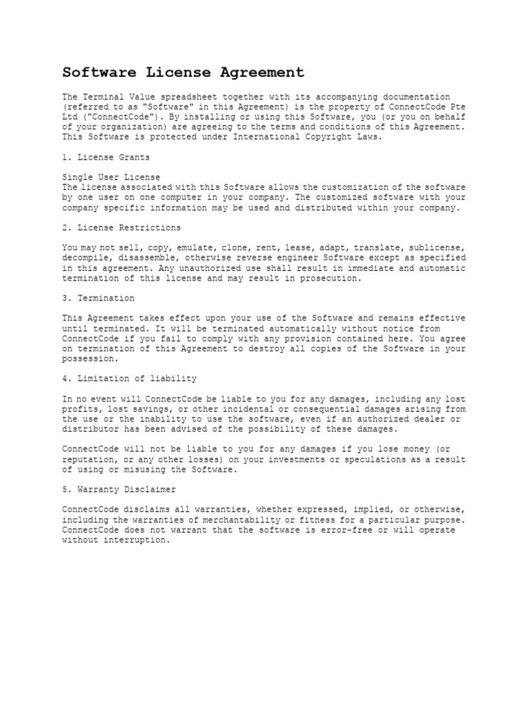 Terminal Value Commercial License PDF