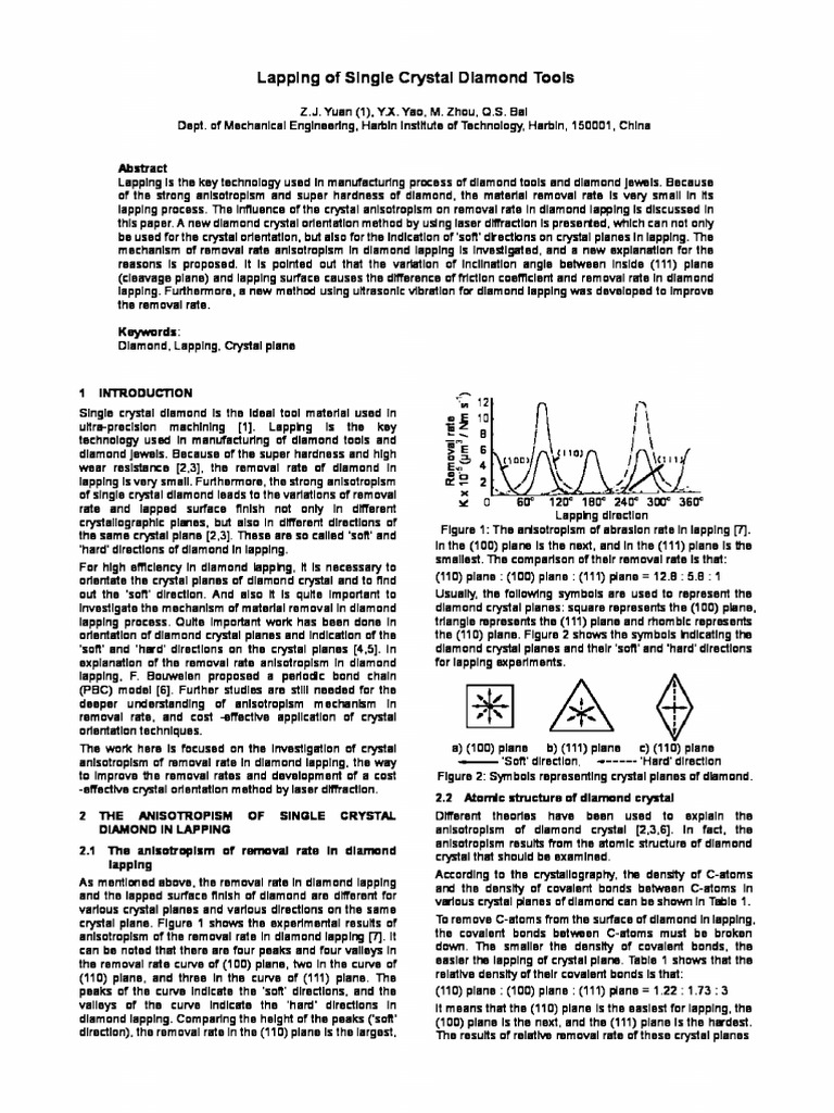 Diamond Tool Lapping Techniques Explained | PDF | Chemical Bond | Diamond