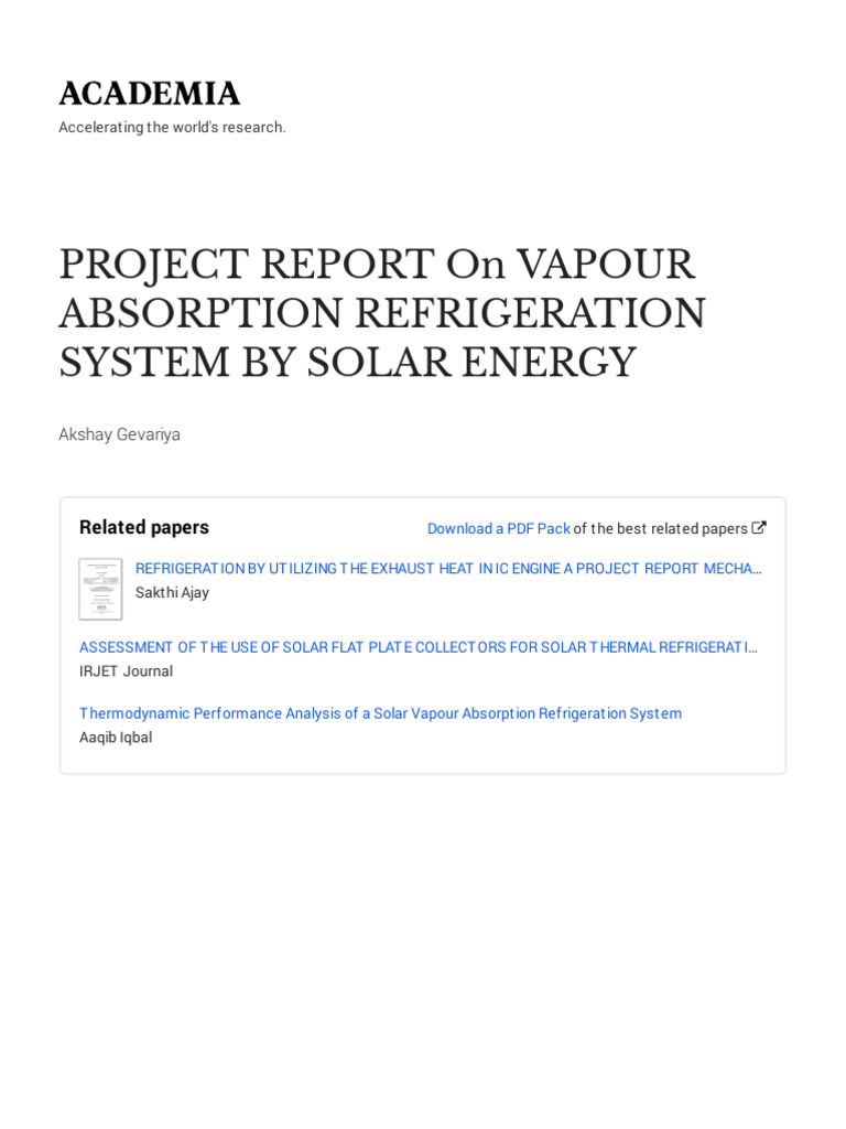 Toaz Info Project Report On Vapour Absorption Refrigeration System by