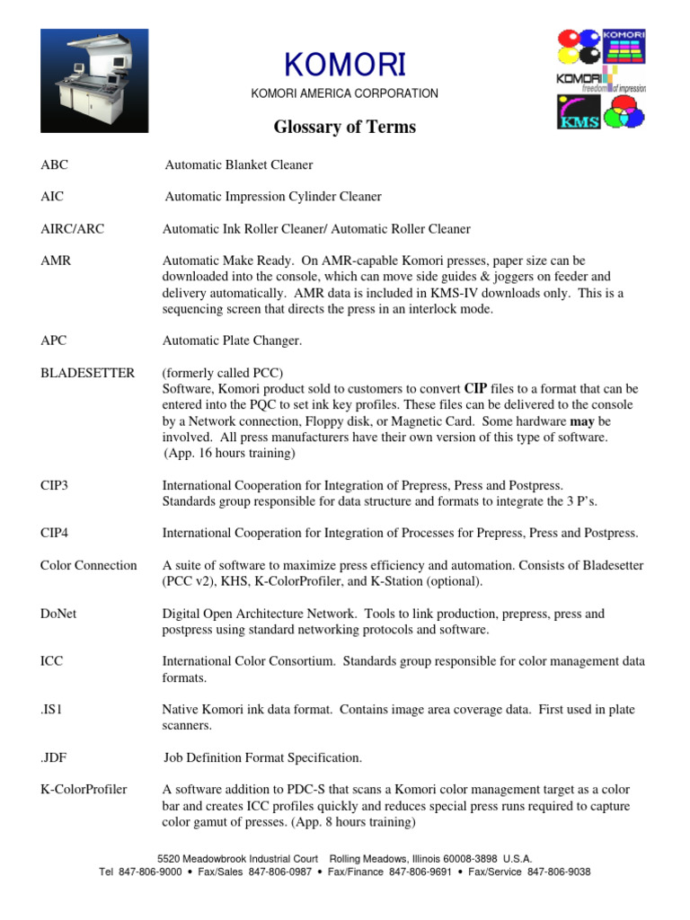 Komori Glossary of Terms - hardware & software | PDF | Image Scanner ...