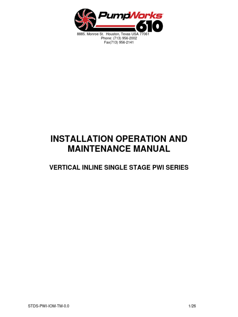 PWI Pump Installation & Maintenance Guide | PDF | Pump | Bearing ...