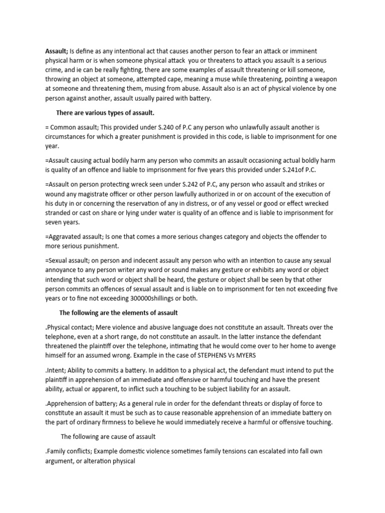 Assault | PDF | Assault | Battery (Crime)