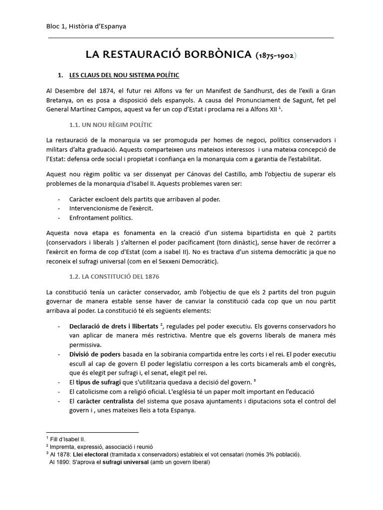 Restauració Borbónica PDF