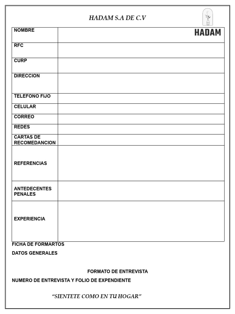 Formato de Entrevista y Evaluación HADAM S.A. | PDF | Motivación ...