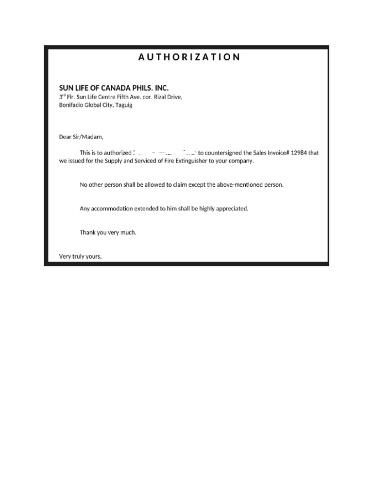 Authorization Letter Sample | PDF
