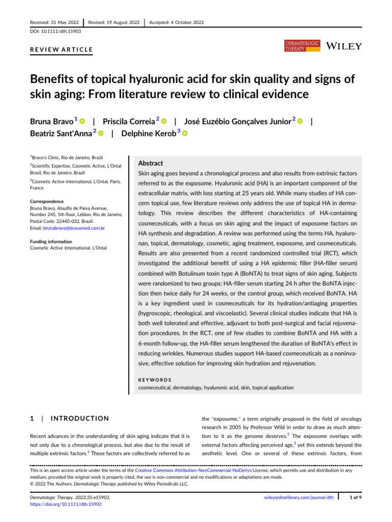 Benefits of Topical Hyaluronic Acid For Skin Quality and Signs of Skin