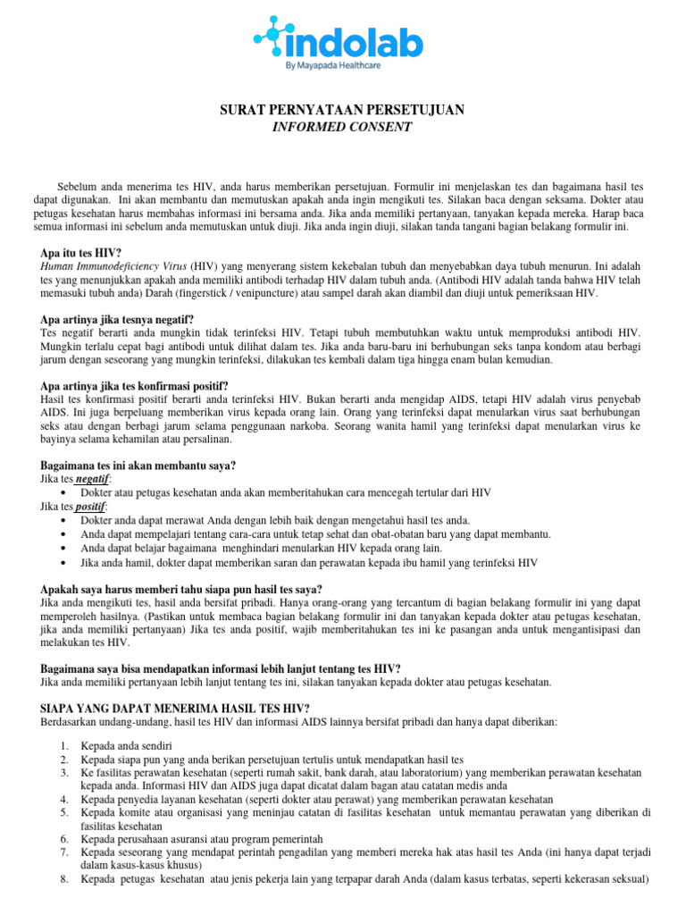 HIV Consent Test Form PDF