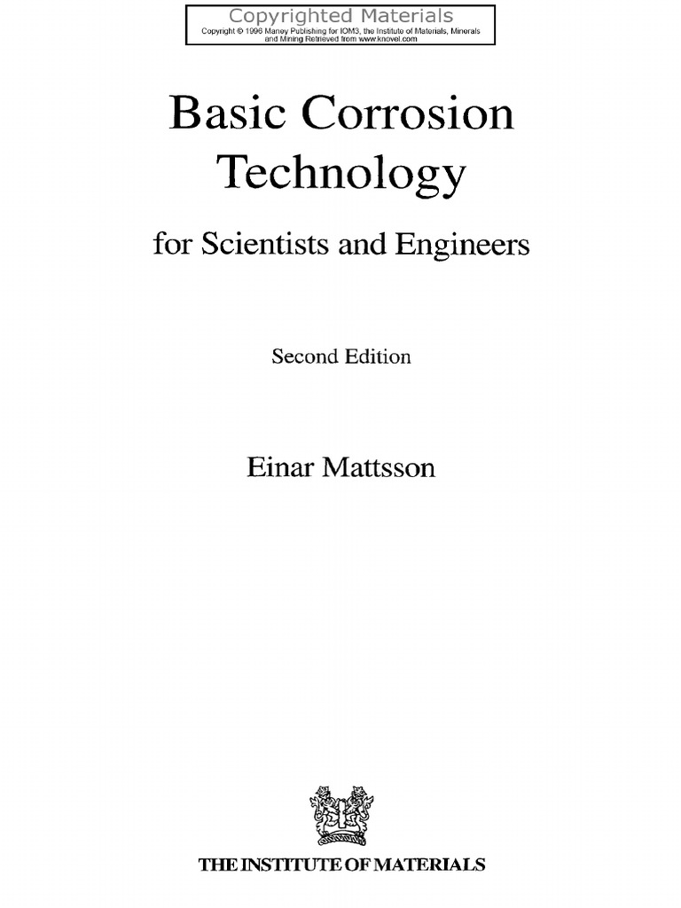 Vdoc Pub Basic Corrosion Technology For Scientists and Engineers