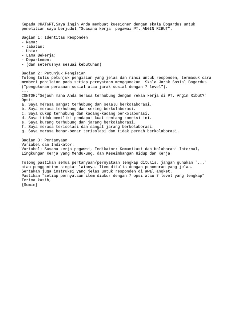 Promp. Menulis Instrumen Skala Bogardus | PDF
