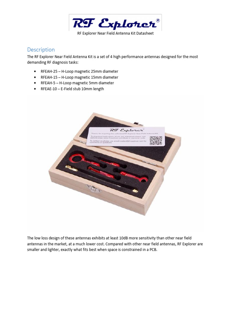 RF Explorer NF Antenn A Kit Datasheet | PDF | Antenna (Radio ...