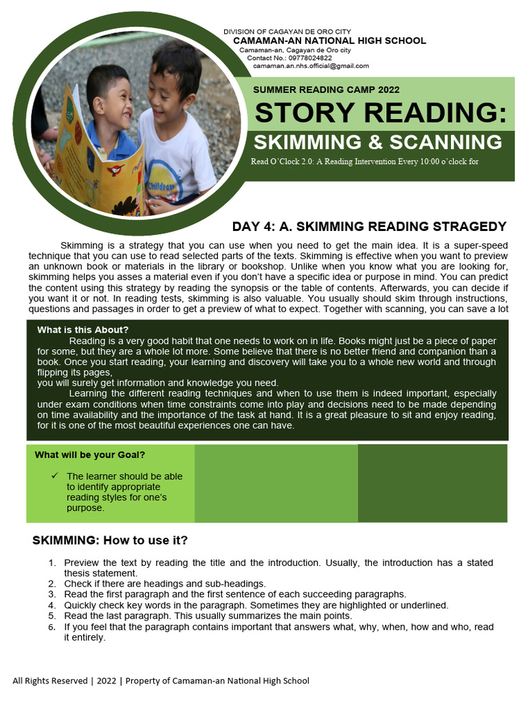 Story Reading Lesson | PDF | Libraries | Speed Reading