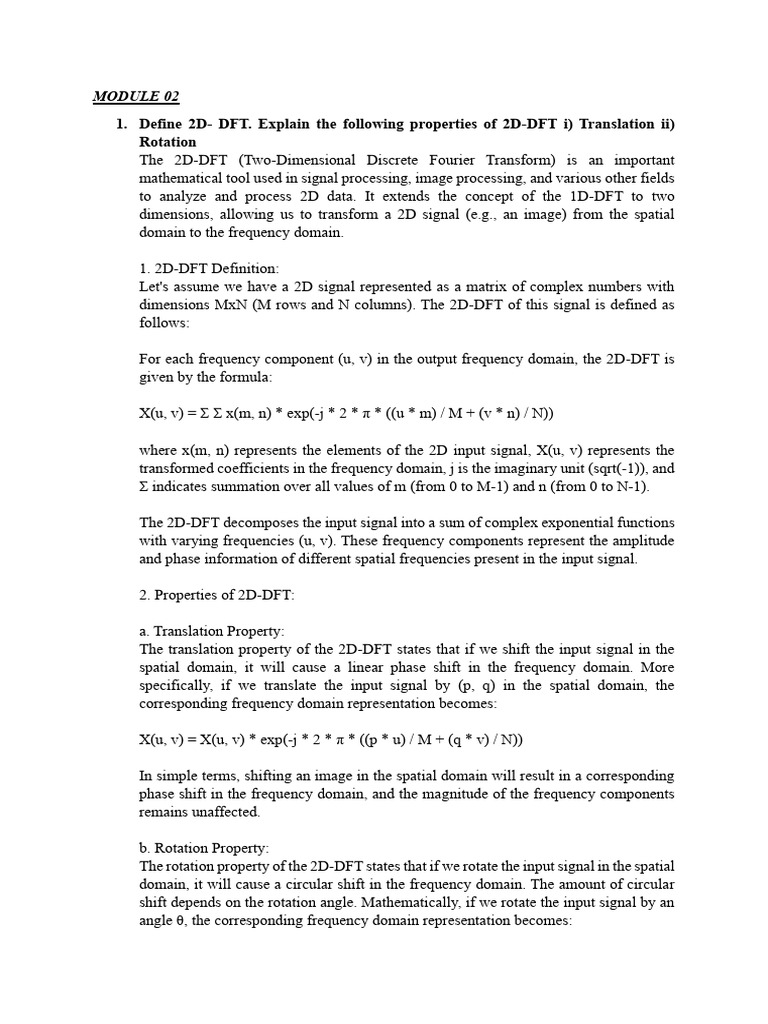 Module 02 Dip | PDF | Discrete Fourier Transform | Low Pass Filter