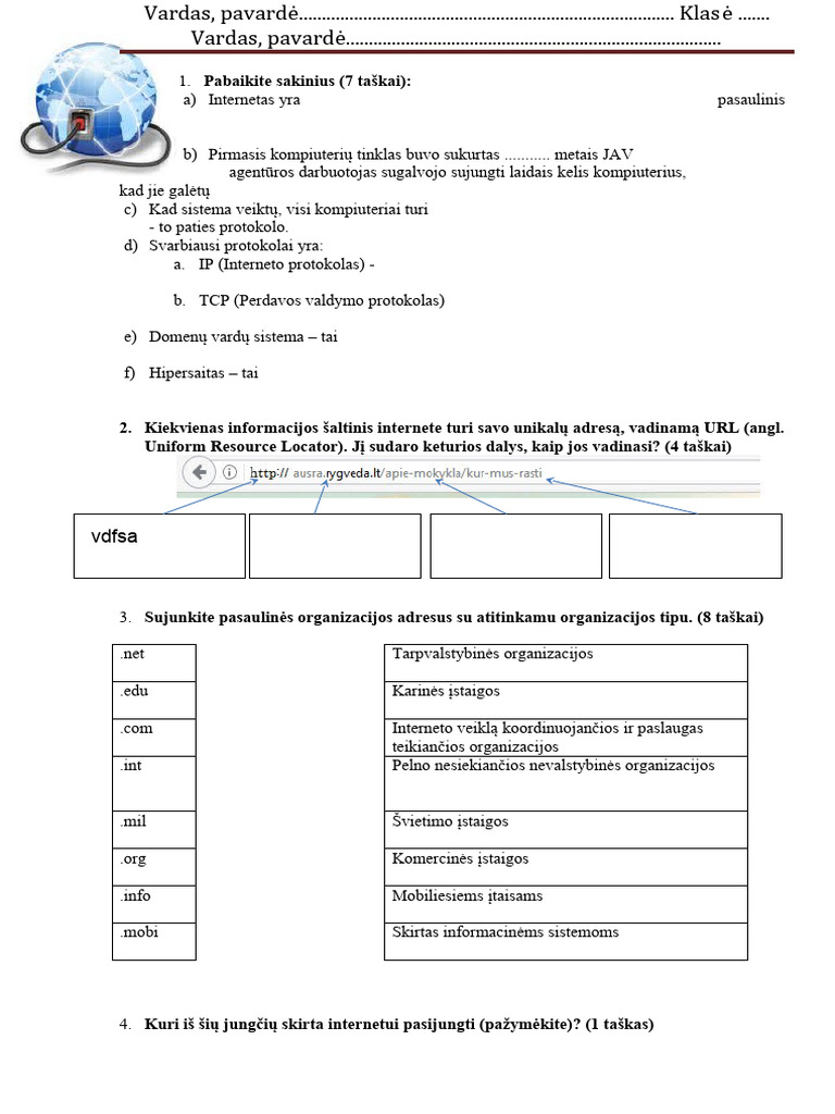 5kl Internetas Užduotis | PDF